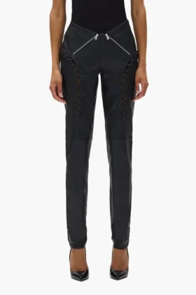 Leather V Zip Pant