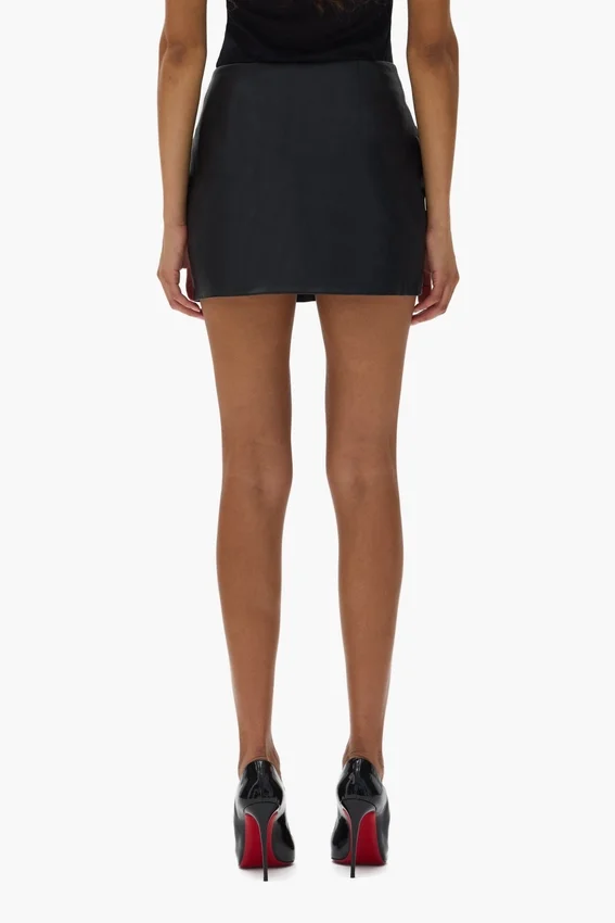 Leather V Zip Skirt