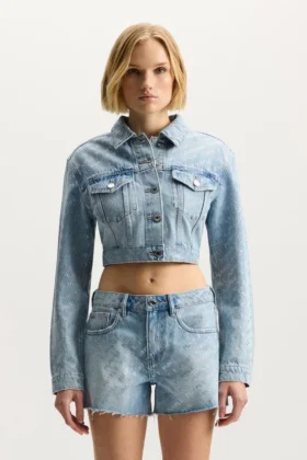 Logo Bling Crop Jacket