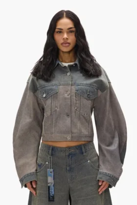 Mixed Denim & Leather Jacket